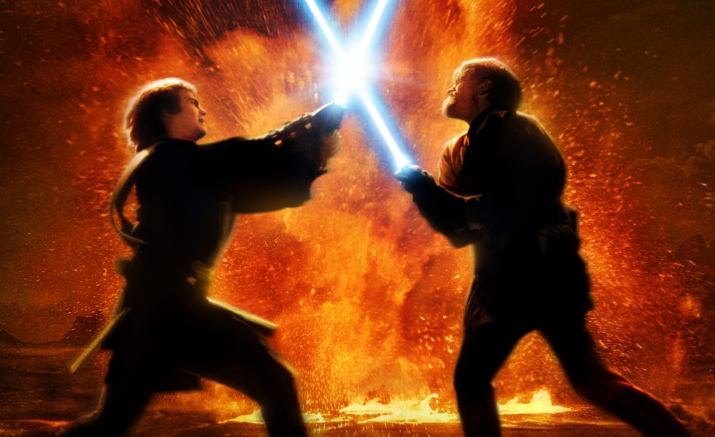 Anakin (Hayden Christensen) versus Kenobi (Ewan McGregor)