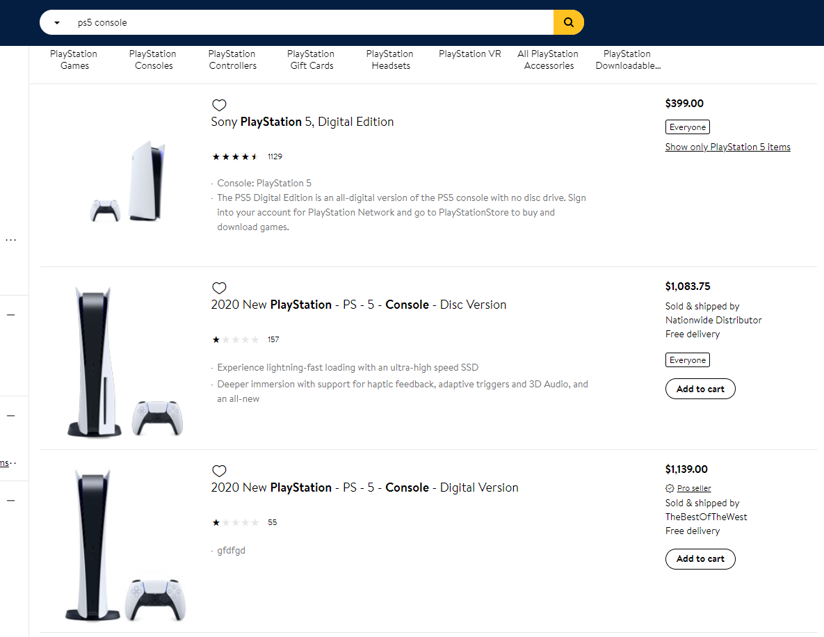 Walmart is allowing scalpers to sell PS5s on their site