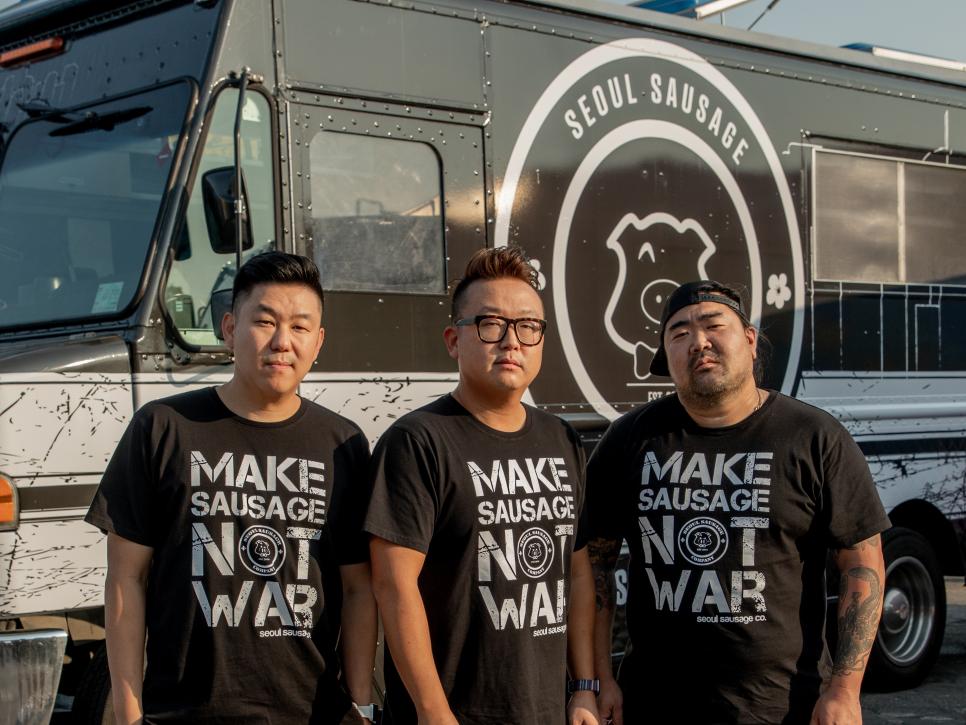 Seoul Sausage of Food Network's The Great Food Truck Race: All-Stars with Yong Kim, Ted Kim, and Han Lee Hwang
