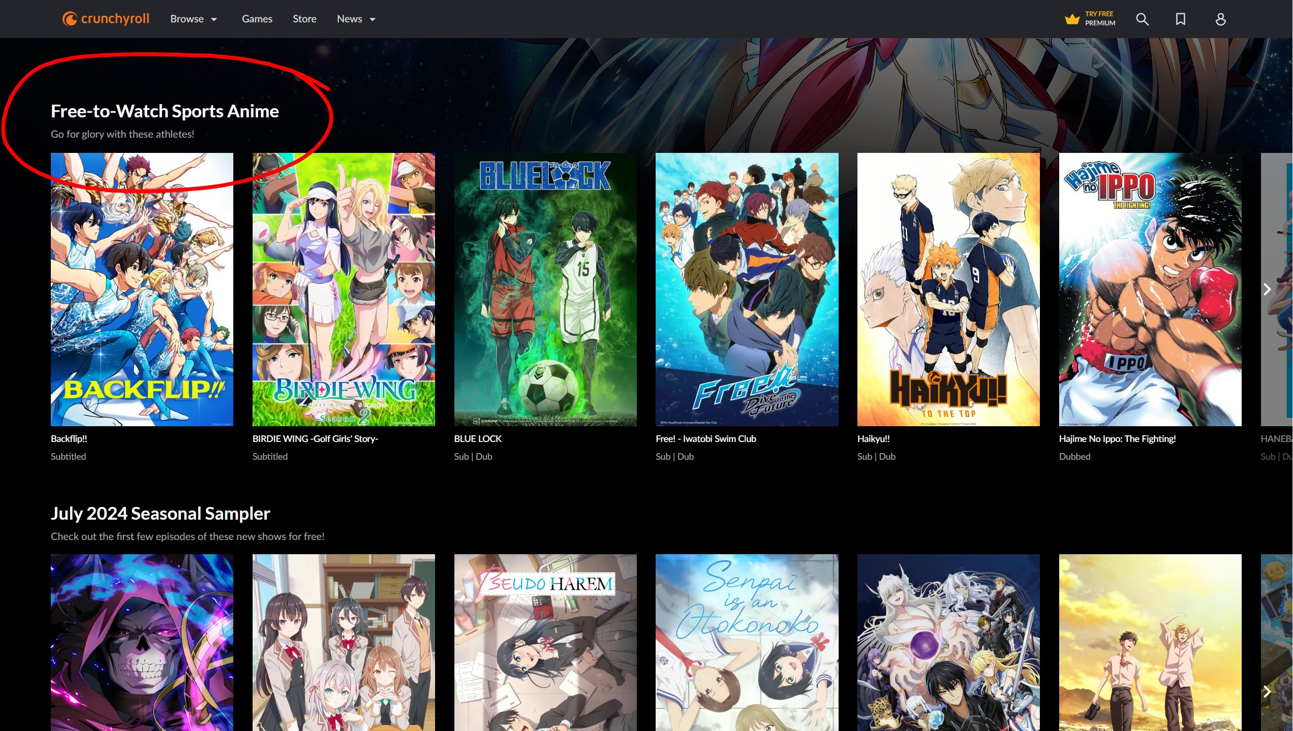 Crunchyroll sports anime list