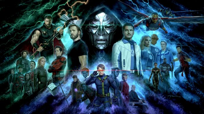 We have some new official artwork for Avengers: Doomsday showing the huge cast together, plus a rumored description of the trailer dropping at SDCC 26'.